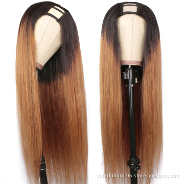Brazilian hair Honey Blonde Ombre Human Hair U part Wigs for Black Women 150% Density Brazilian Remy Hair Upart Wigs